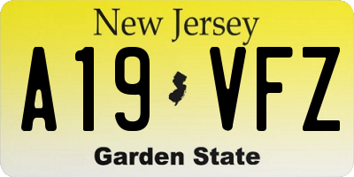 NJ license plate A19VFZ