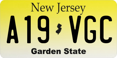 NJ license plate A19VGC