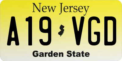 NJ license plate A19VGD