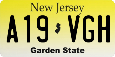 NJ license plate A19VGH