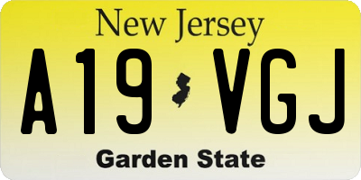 NJ license plate A19VGJ