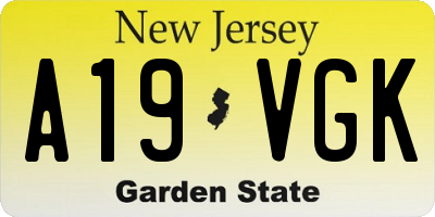 NJ license plate A19VGK