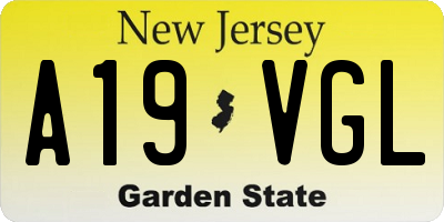 NJ license plate A19VGL