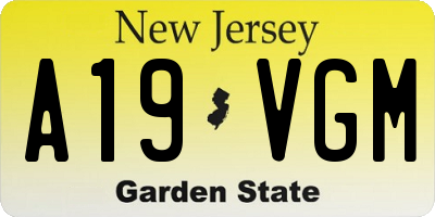 NJ license plate A19VGM
