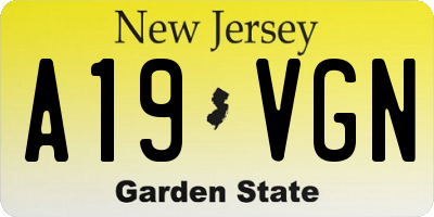 NJ license plate A19VGN