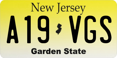 NJ license plate A19VGS