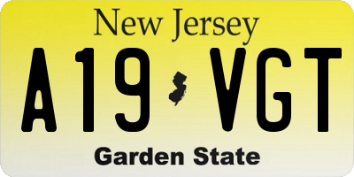 NJ license plate A19VGT