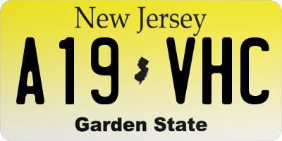 NJ license plate A19VHC