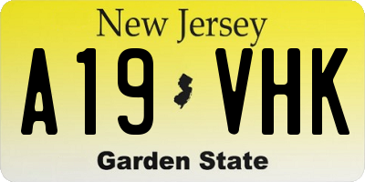 NJ license plate A19VHK