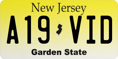 NJ license plate A19VID