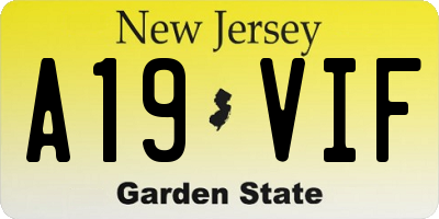 NJ license plate A19VIF