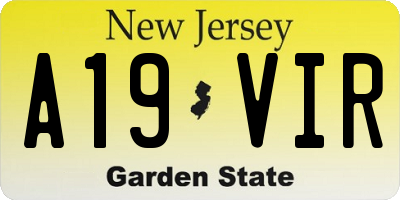 NJ license plate A19VIR