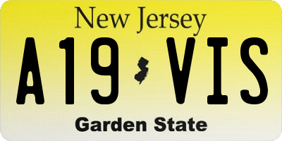 NJ license plate A19VIS