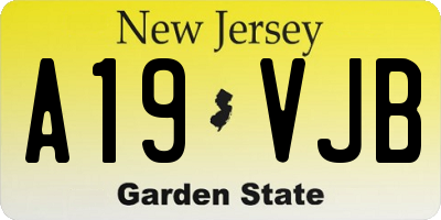 NJ license plate A19VJB