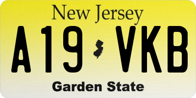 NJ license plate A19VKB