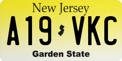 NJ license plate A19VKC