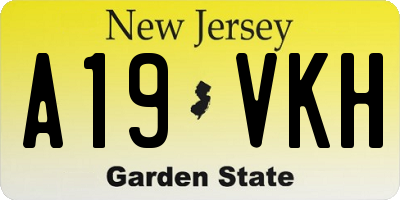 NJ license plate A19VKH