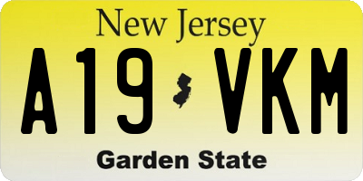 NJ license plate A19VKM