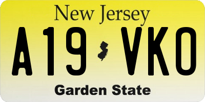 NJ license plate A19VKO