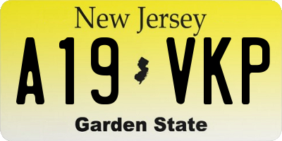 NJ license plate A19VKP