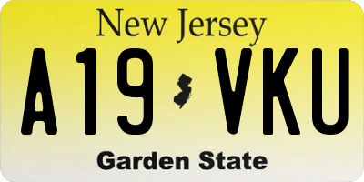 NJ license plate A19VKU