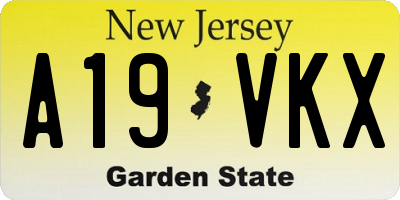 NJ license plate A19VKX