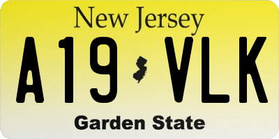 NJ license plate A19VLK