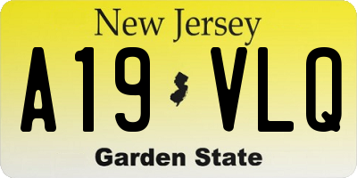NJ license plate A19VLQ