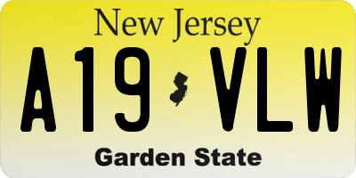 NJ license plate A19VLW