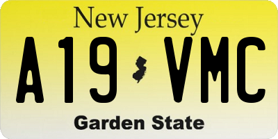 NJ license plate A19VMC