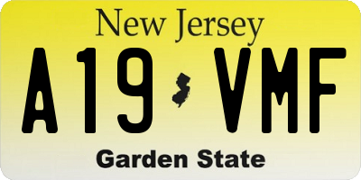 NJ license plate A19VMF