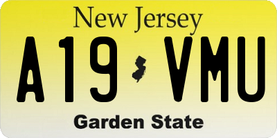 NJ license plate A19VMU