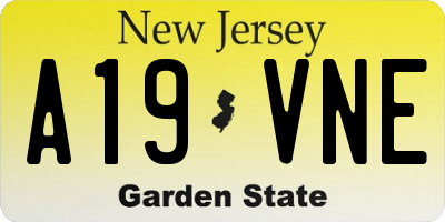 NJ license plate A19VNE