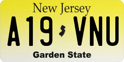 NJ license plate A19VNU