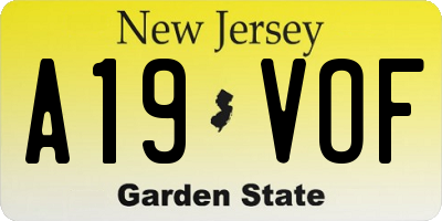 NJ license plate A19VOF