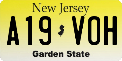 NJ license plate A19VOH