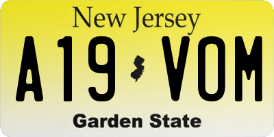 NJ license plate A19VOM
