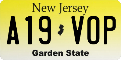 NJ license plate A19VOP