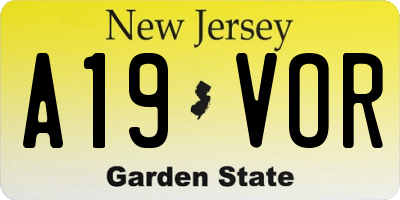 NJ license plate A19VOR