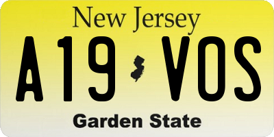 NJ license plate A19VOS