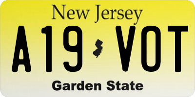 NJ license plate A19VOT
