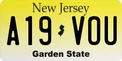NJ license plate A19VOU