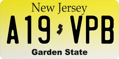 NJ license plate A19VPB