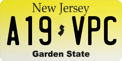 NJ license plate A19VPC
