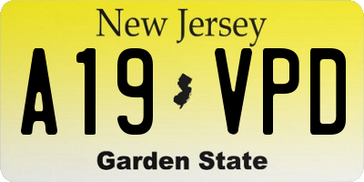 NJ license plate A19VPD