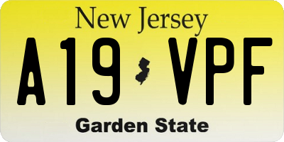NJ license plate A19VPF