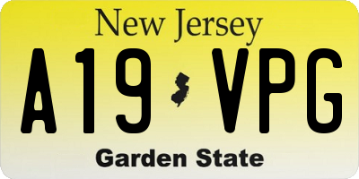 NJ license plate A19VPG