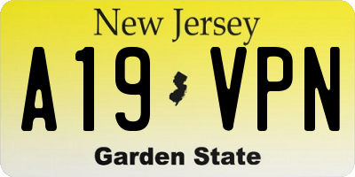 NJ license plate A19VPN
