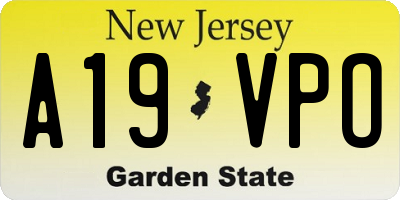 NJ license plate A19VPO