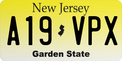 NJ license plate A19VPX